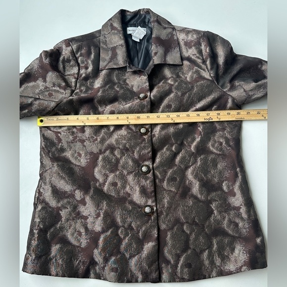 Vintage Draper’s & Damon’s Brown Lightweight Shiny Lined Jacket Women’s Medium - Picture 4 of 7